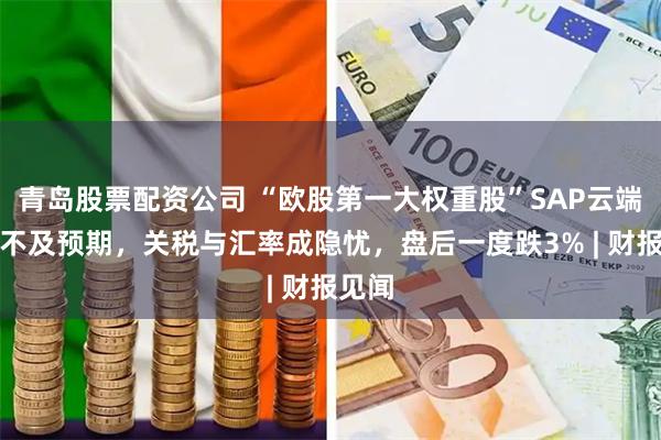 青岛股票配资公司 “欧股第一大权重股”SAP云端销售不及预期，关税与汇率成隐忧，盘后一度跌3% | 财报见闻