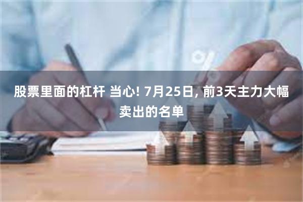 股票里面的杠杆 当心! 7月25日, 前3天主力大幅卖出的名单